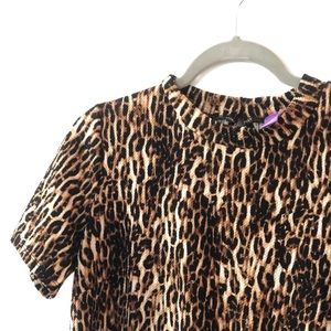 JOLIE- Rounded neck cheetah print mini dress.